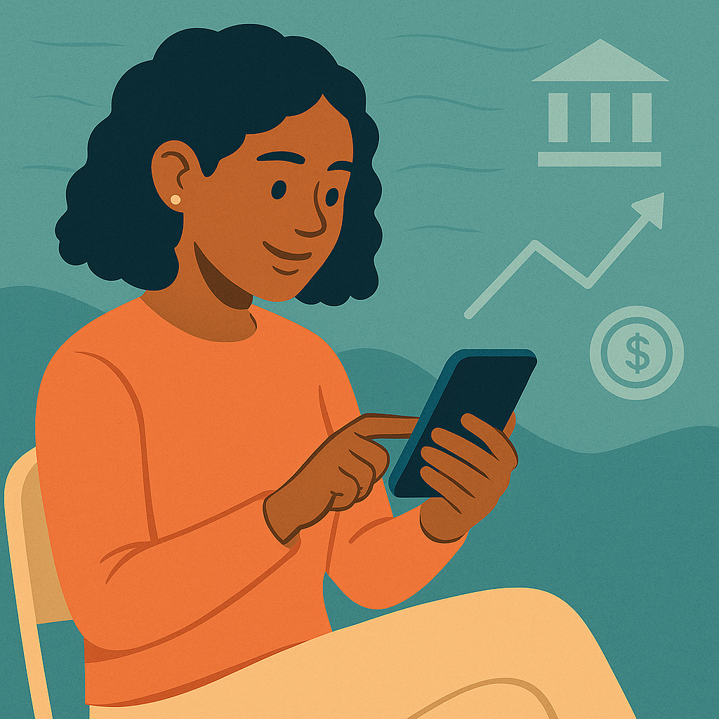 Illustration of inclusive access to digital finance through mobile investing